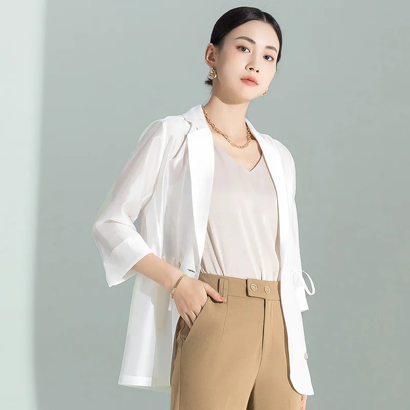 Новый летний тонкий повседневный модный пиджак из кружева, однотонный, с воротником на завязках, легкий, женская одежда премиум-класса
Новый летний тонкий повседневный модный пиджак из кружева, однотонный, с воротником на завязках, легкий, женская одежда премиум-класса