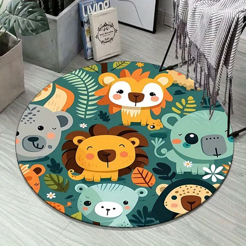 Adorable Cartoon Jungle Animals Round Carpet, Washable Non-Slip Rug for Dorm Room Study Room Lounge Living Room Bedroom Home
Adorable Cartoon Jungle Animals Round Carpet, Washable Non-Slip Rug for Dorm Room Study Room Lounge Living Room Bedroom Home