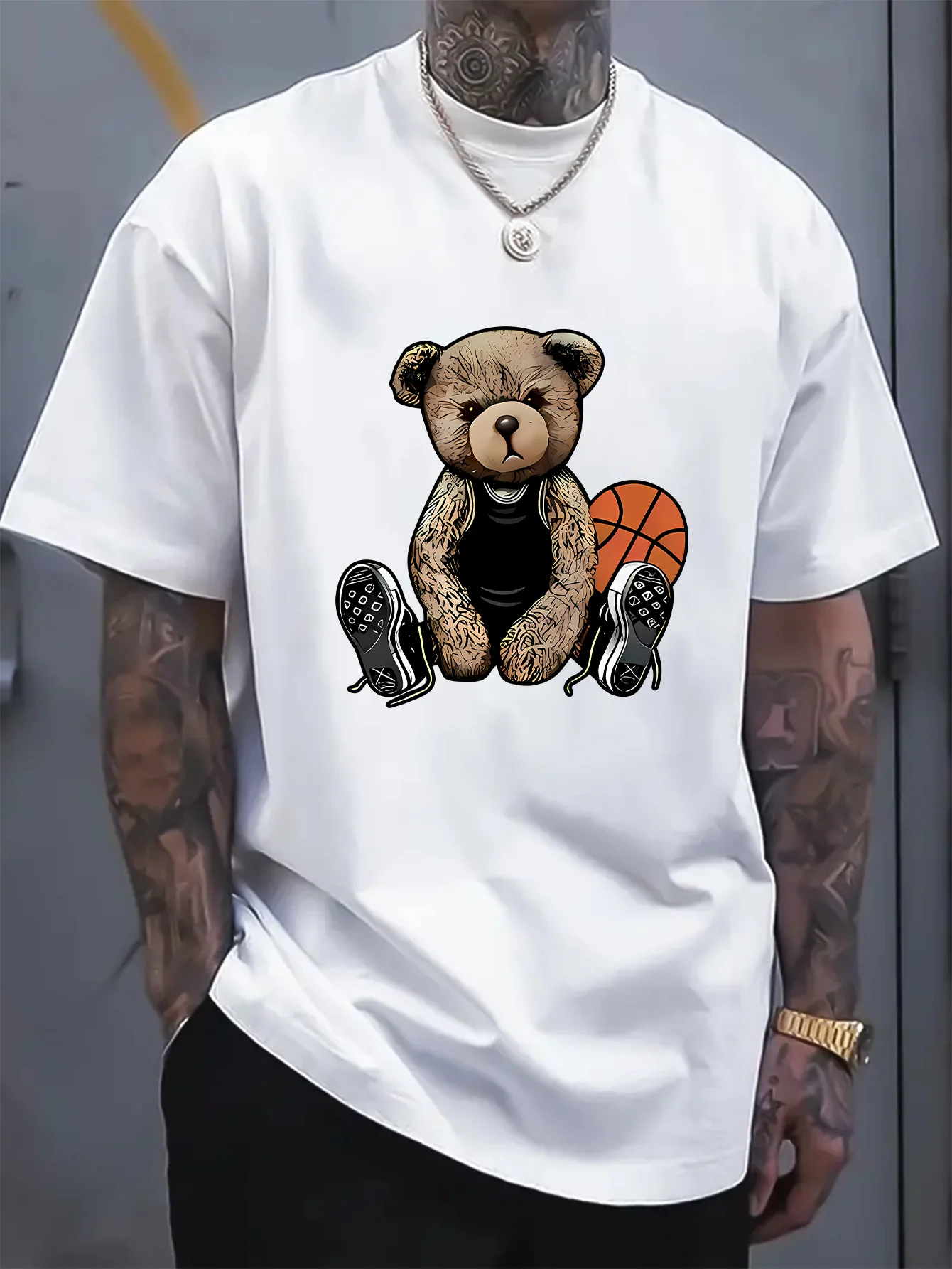 Men's Summer Fashion Fun Basketball Bear Print Comfortable Breathable Round Neck T-shirt Outdoor Casual Top
Men's Summer Fashion Fun Basketball Bear Print Comfortable Breathable Round Neck T-shirt Outdoor Casual Top
