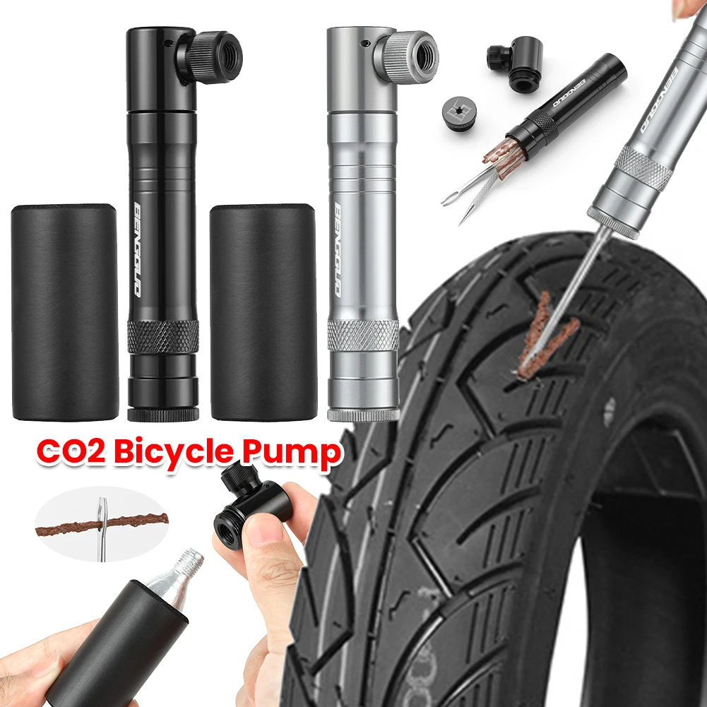 CO2 Bicycle Pump with Tubeless Tire Repair Kit Schrader & Valve CO2 Bike Tire Inflator Aluminum Alloy for MTB Road Bike
CO2 Bicycle Pump with Tubeless Tire Repair Kit Schrader & Valve CO2 Bike Tire Inflator Aluminum Alloy for MTB Road Bike