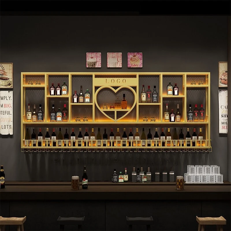 Bar wall-mounted wine cabinet against the wall restaurant front desk wrought iron display stand
Bar wall-mounted wine cabinet against the wall restaurant front desk wrought iron display stand