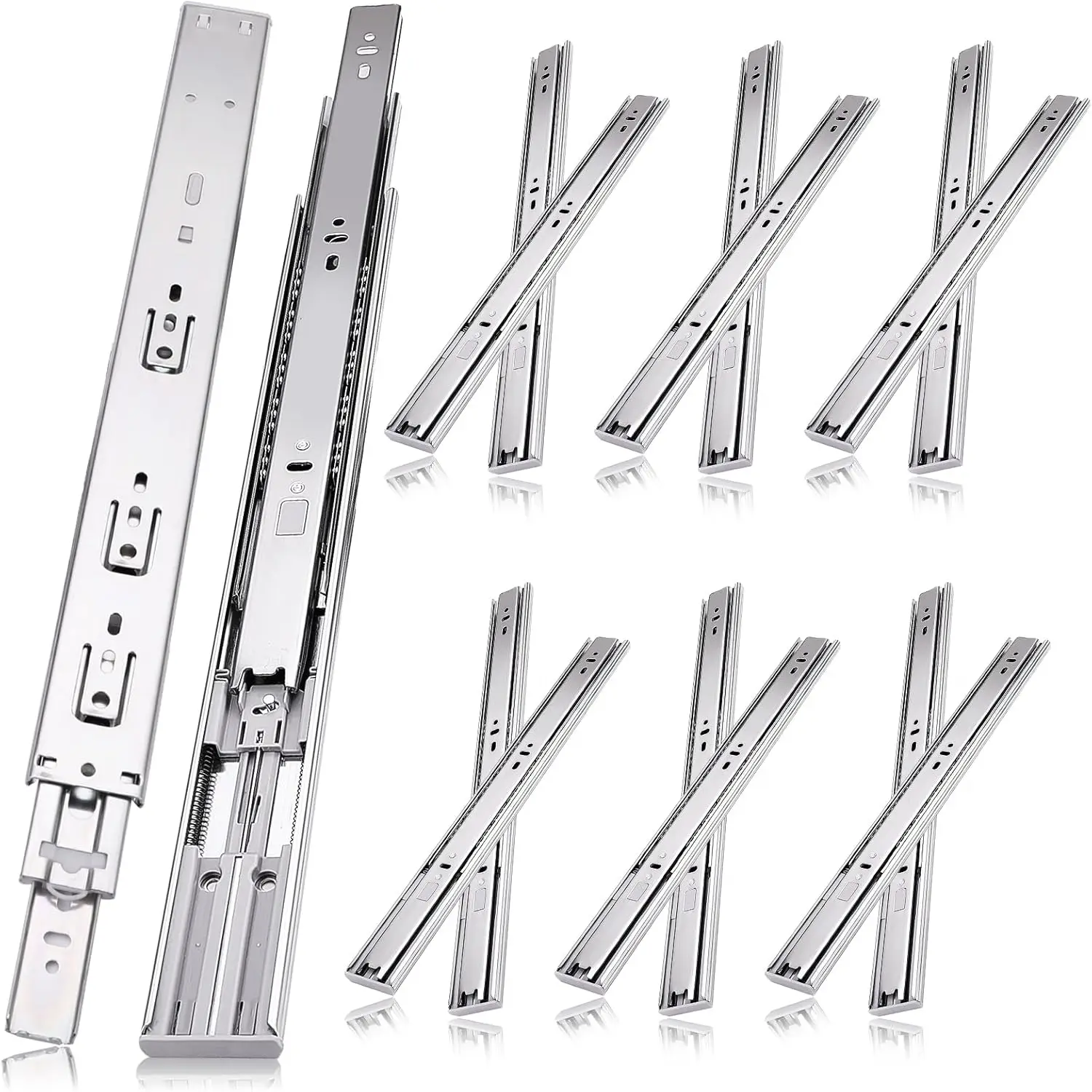 16 inch Drawer Slides 6 Pairs Soft Self Close 3 Fold Full Extension Ball Bearing Cabinet Drawer Glides Side Mount 100 LB
16 inch Drawer Slides 6 Pairs Soft Self Close 3 Fold Full Extension Ball Bearing Cabinet Drawer Glides Side Mount 100 LB