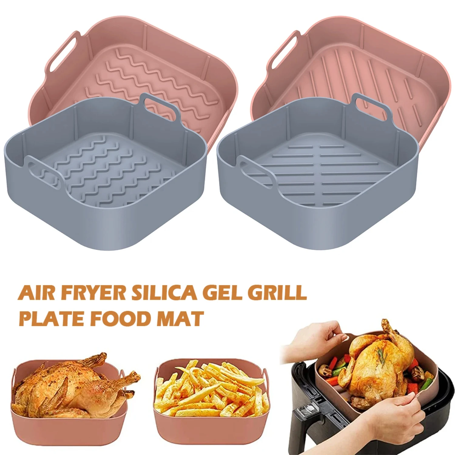 2Pcs Air Fryer Silicone Pot with Handle Reusable Air Fryer Liner Heat Resistant Air Fryer Silicone Basket 8 in Square Baking Pan
2Pcs Air Fryer Silicone Pot with Handle Reusable Air Fryer Liner Heat Resistant Air Fryer Silicone Basket 8 in Square Baking Pan