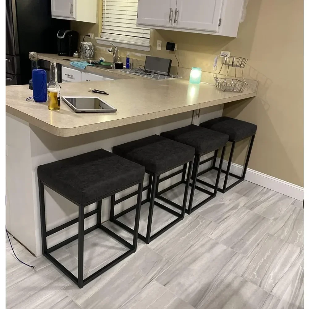 Black Counter Height 24" Bar Stools Kitchen Counter Backless Modern Square Barstools Upholstered Faux Leather Stools
Black Counter Height 24" Bar Stools Kitchen Counter Backless Modern Square Barstools Upholstered Faux Leather Stools