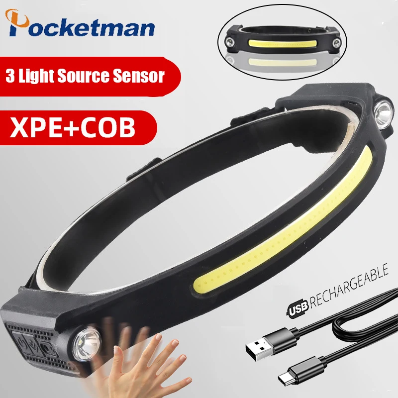 Powerful Motion Sensor Headlamp 2XPG+COB LED Head Lamp with Built-in Battery USB Rechargeable Head Torch Lanterna COB Work Light
Powerful Motion Sensor Headlamp 2XPG+COB LED Head Lamp with Built-in Battery USB Rechargeable Head Torch Lanterna COB Work Light