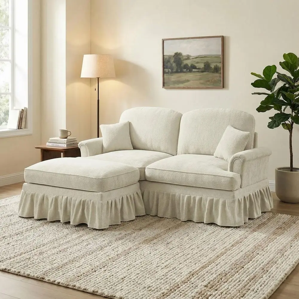 Loveseat Sofa Couch, 2 Seat Comfy Chenille Sofa with Removable Ruffled Skirt, Flared Armrests, Sturdy Legs, Convertible Section
Loveseat Sofa Couch, 2 Seat Comfy Chenille Sofa with Removable Ruffled Skirt, Flared Armrests, Sturdy Legs, Convertible Section
