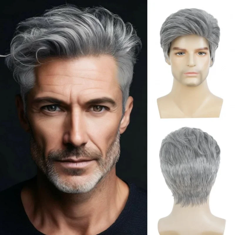 New for men, gray short , fashionable and natural-looking wig
New for men, gray short , fashionable and natural-looking wig
