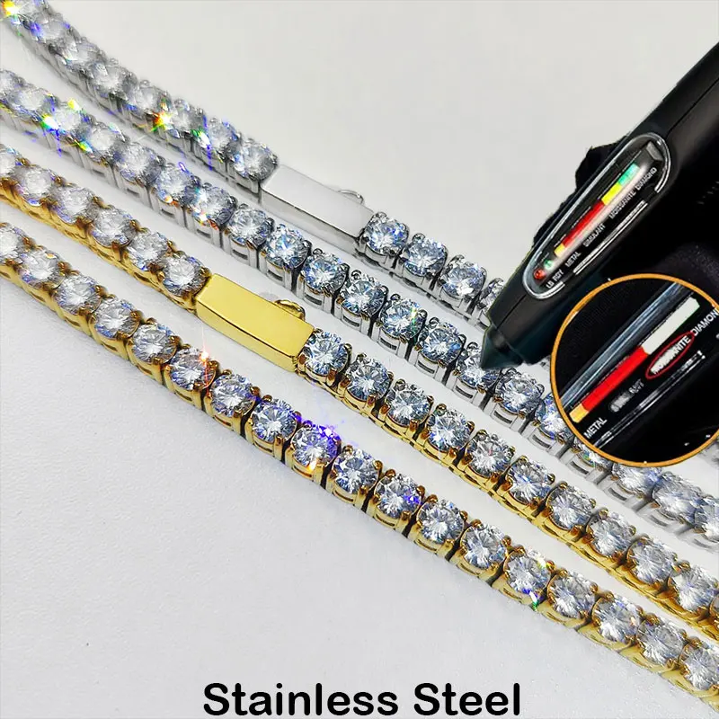 NY Iced Out 3/4/5mm Stainless Steel Tennis Necklace Inlaid With Sparkling VVS Moissanite Exquisite Fashion Party Jewelry Gifts
NY Iced Out 3/4/5mm Stainless Steel Tennis Necklace Inlaid With Sparkling VVS Moissanite Exquisite Fashion Party Jewelry Gifts