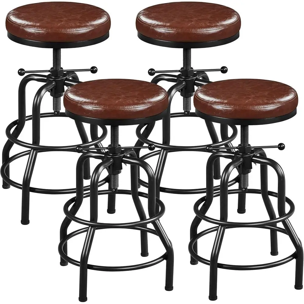 Industrial Vintage Metal Bar Stools with Round Wood Seats, Adjustable 20-27 Inch, Brown, Set of 4
Industrial Vintage Metal Bar Stools with Round Wood Seats, Adjustable 20-27 Inch, Brown, Set of 4