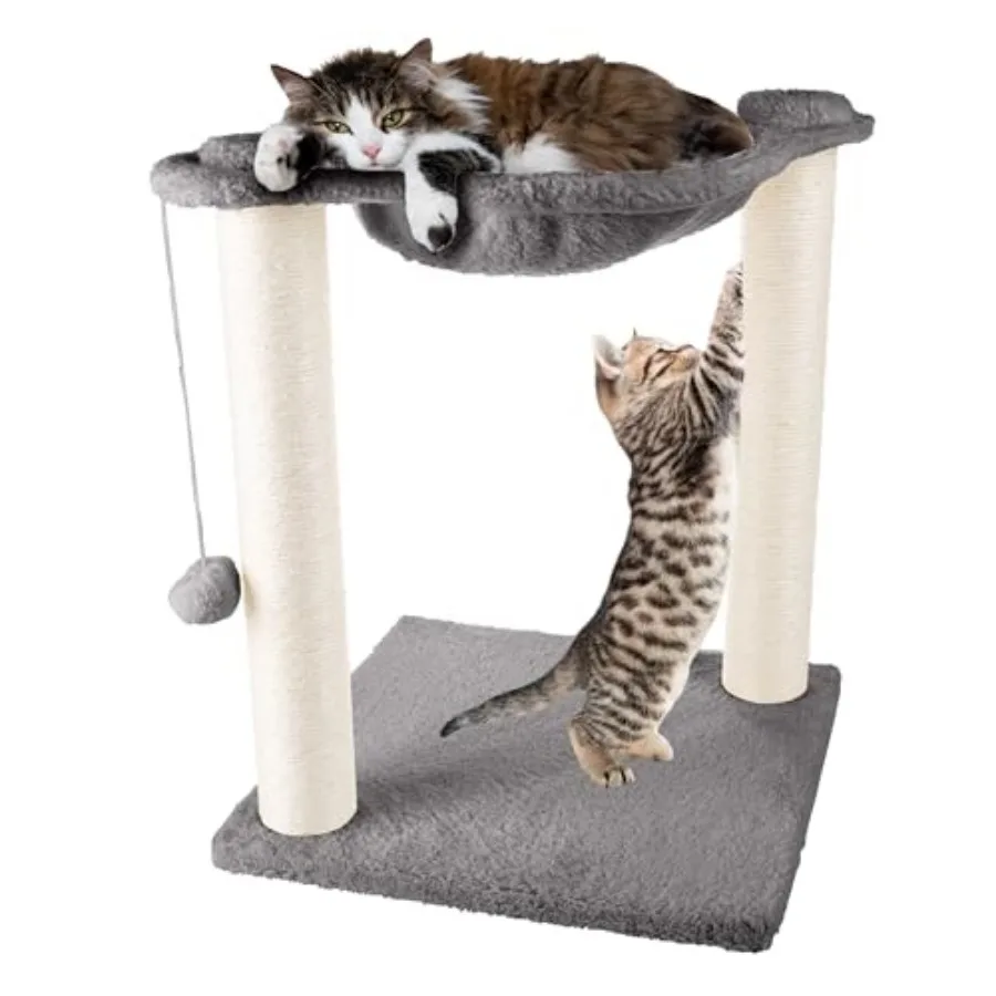 Cat Hammock with Scratching Posts for Indoor Cats - 19-Inch-Tall Cat Tree with Hanging Ball Toy for Adult Cats and Kittens by
Cat Hammock with Scratching Posts for Indoor Cats - 19-Inch-Tall Cat Tree with Hanging Ball Toy for Adult Cats and Kittens by