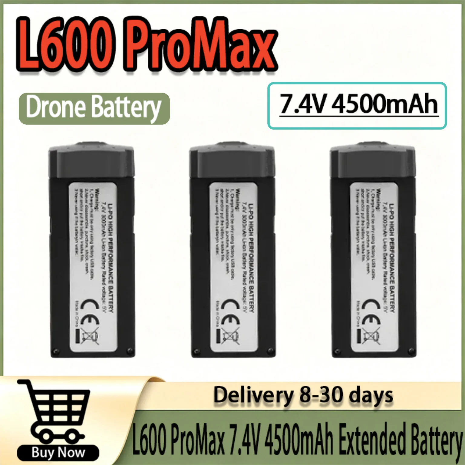 7.4V 4500mAh Extended Life Replacement Battery Spare Parts for LYZRC L600 ProMax RC Drone Quadcopter
7.4V 4500mAh Extended Life Replacement Battery Spare Parts for LYZRC L600 ProMax RC Drone Quadcopter