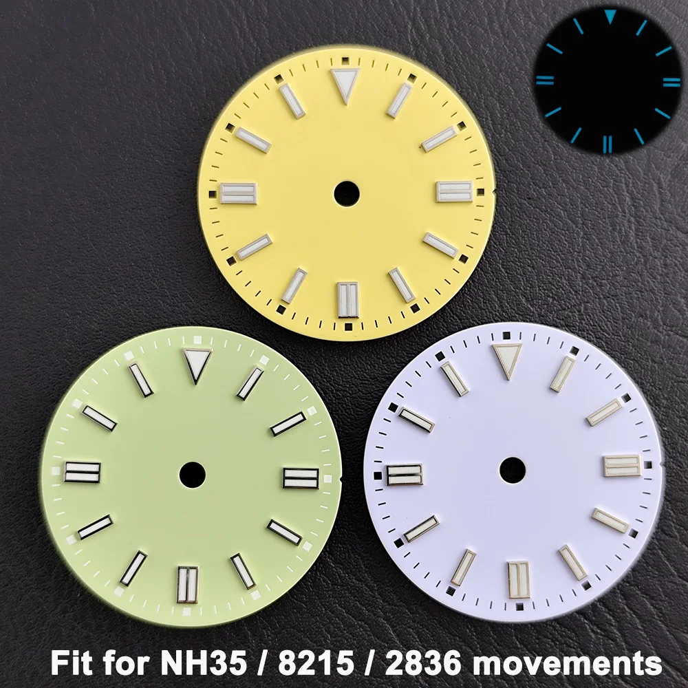 NH35 watch dial blue green luminescent dial suitable for NH35 Miyota8215ET2836 movement watch dial accessories
NH35 watch dial blue green luminescent dial suitable for NH35 Miyota8215ET2836 movement watch dial accessories