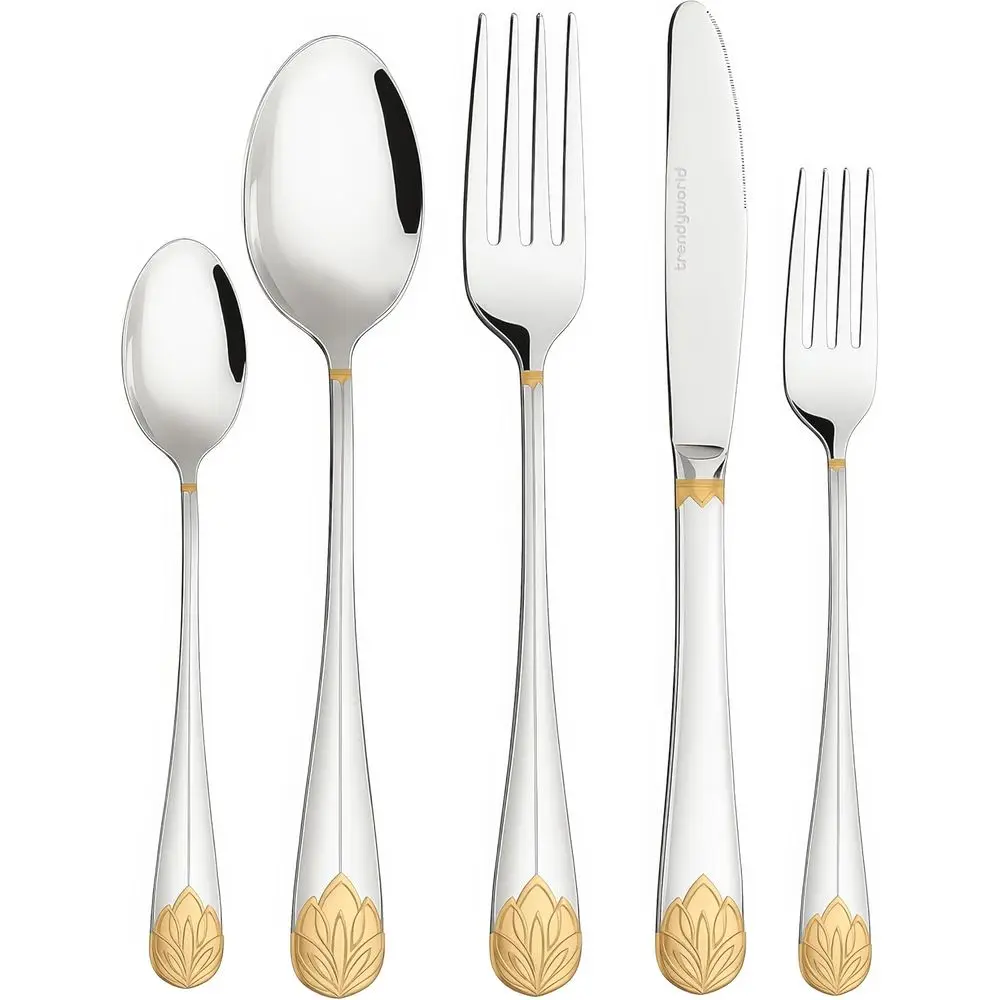 Exclusive 30-Piece Family Dinnerware Set - 6-Person Silver Cutlery with Gold Highlights
Exclusive 30-Piece Family Dinnerware Set - 6-Person Silver Cutlery with Gold Highlights