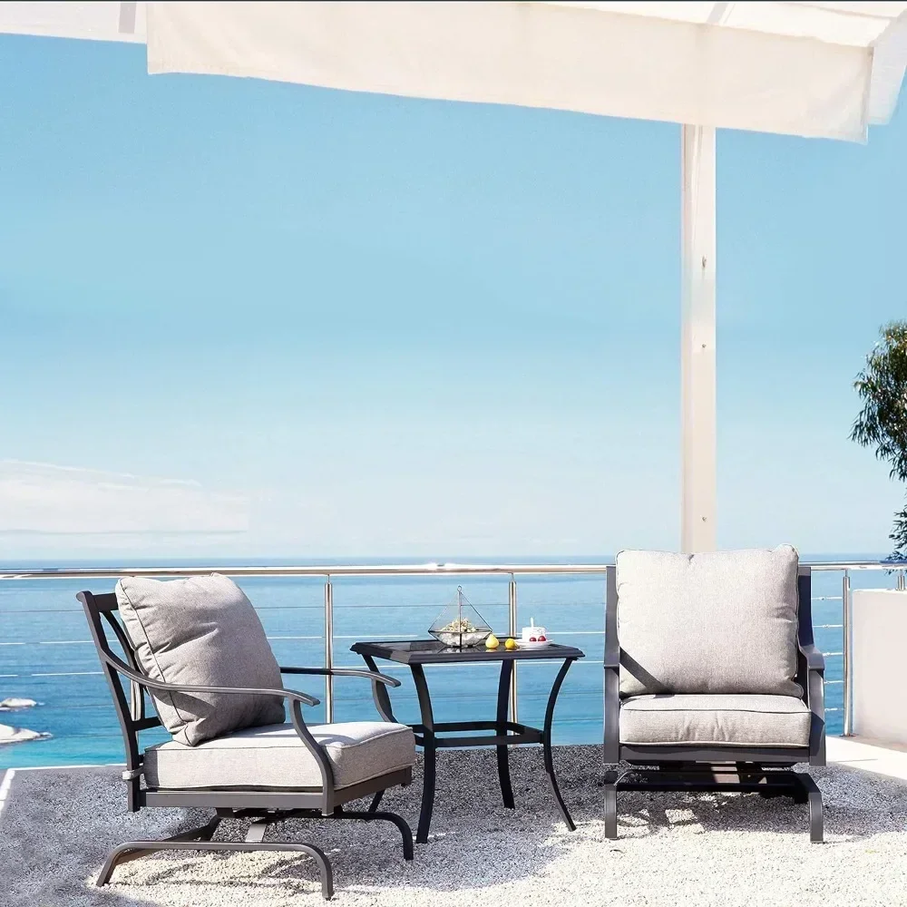 Patio 3-Piece Furniture Seating Motion Chairs Set Outdoor Bistro Glider Rocking Chair with Comfortable Cushions and Coffee Table
Patio 3-Piece Furniture Seating Motion Chairs Set Outdoor Bistro Glider Rocking Chair with Comfortable Cushions and Coffee Table