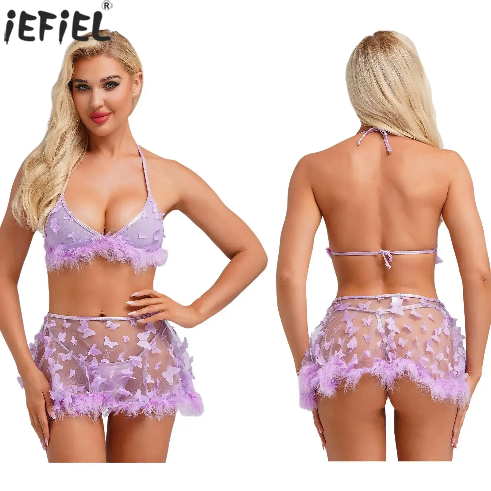 Lingerie Temptation Nightwear Sets Adult Women Sexy Feather Butterfly Bra with Micro Skirts Cover And G-string Thongs Nightwear
Lingerie Temptation Nightwear Sets Adult Women Sexy Feather Butterfly Bra with Micro Skirts Cover And G-string Thongs Nightwear