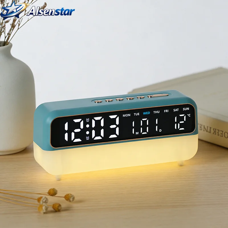 New Multifunctional LED Alarm Clock with Atmosphere Light Digital Table Clock Home Decor for Bedroom Bedside
New Multifunctional LED Alarm Clock with Atmosphere Light Digital Table Clock Home Decor for Bedroom Bedside
