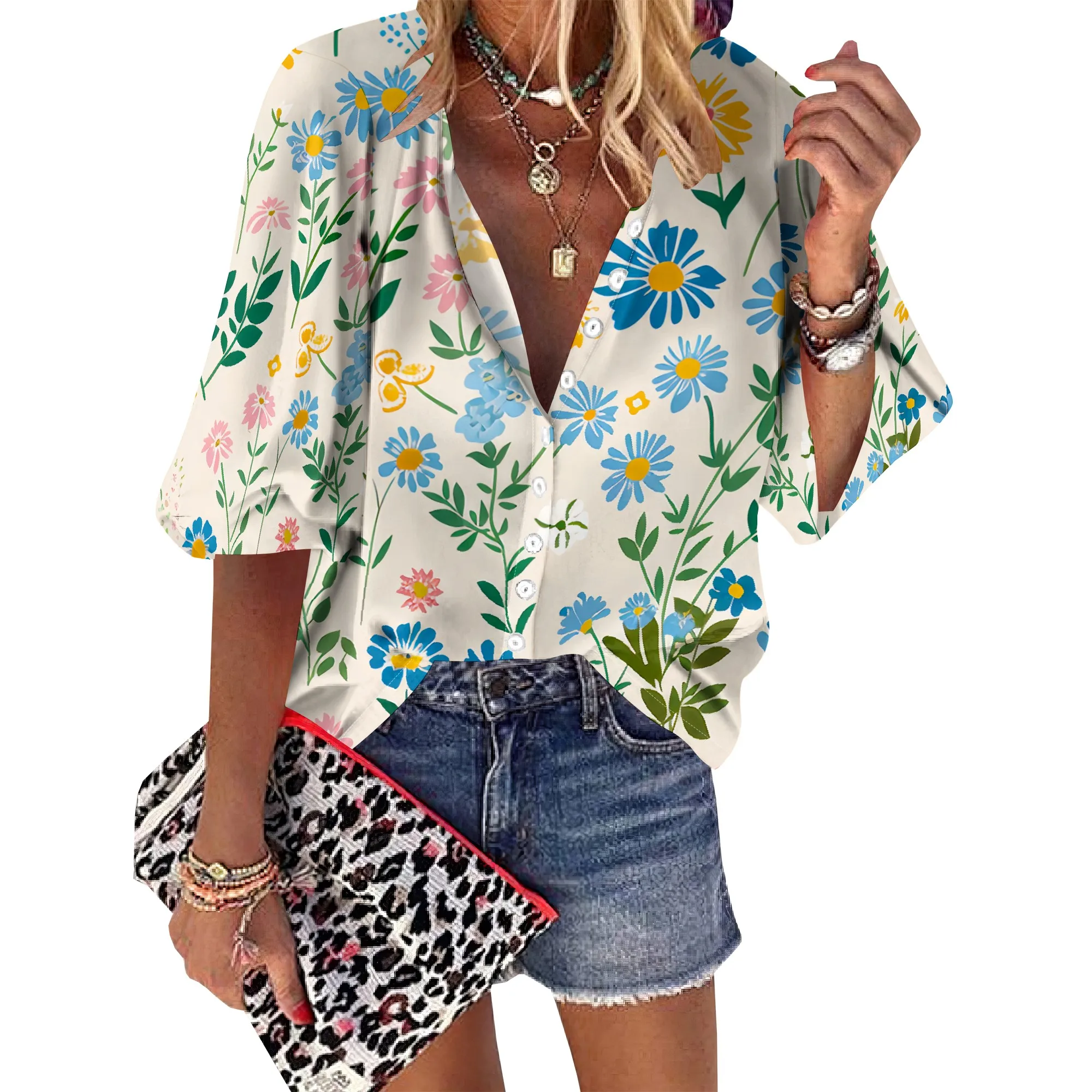 Womens Button Down Ditsy Floral Pattern Shirt Short Sleeve Classic Collared Flower Tops Work Office Casual Blouse
Womens Button Down Ditsy Floral Pattern Shirt Short Sleeve Classic Collared Flower Tops Work Office Casual Blouse