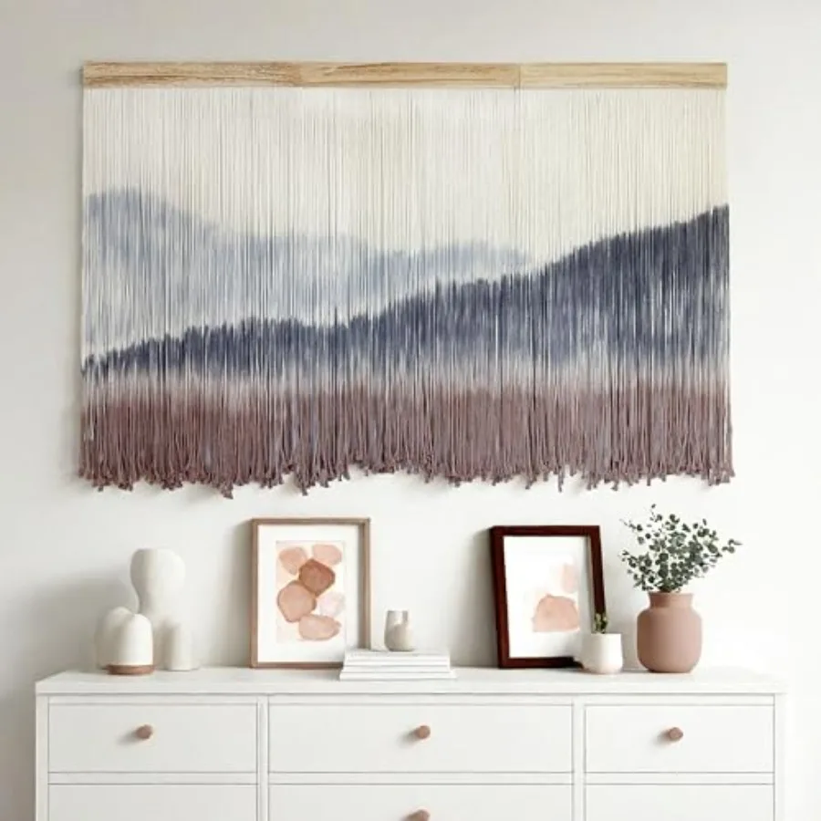 Macrame Wall Hanging Extra Large Mountain Dip-Dye Handmade Cotton Tapestry 59.06" x 38.19" Oversized Boho Wall Décor for Living
Macrame Wall Hanging Extra Large Mountain Dip-Dye Handmade Cotton Tapestry 59.06" x 38.19" Oversized Boho Wall Décor for Living
