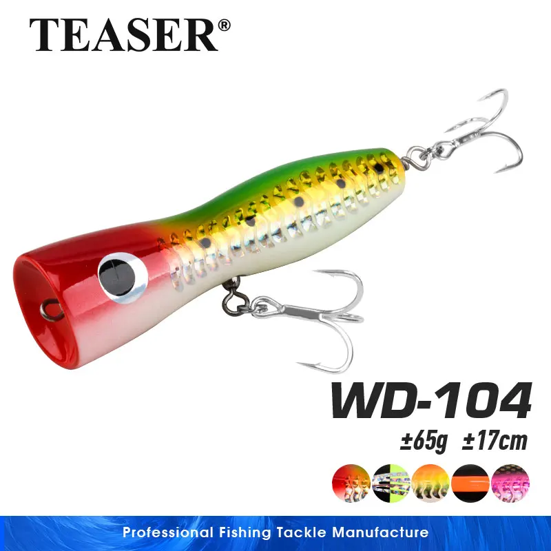 TEASER WD-104 Плавающая деревянная приманка для рыбы для морской рыбалки, 65 г/17 см, приманка для верхней воды с брызгами GT, приманка для тунца, приманка-поппер
TEASER WD-104 Плавающая деревянная приманка для рыбы для морской рыбалки, 65 г/17 см, приманка для верхней воды с брызгами GT, приманка для тунца, приманка-поппер