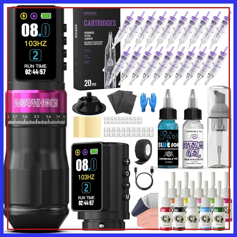 Wireless Tattoo Pen Kit, 2300mAh Batteries, Adjustable Stroke 2.4-4.2mm, Aluminum Alloy, Complete Set for Artists
Wireless Tattoo Pen Kit, 2300mAh Batteries, Adjustable Stroke 2.4-4.2mm, Aluminum Alloy, Complete Set for Artists