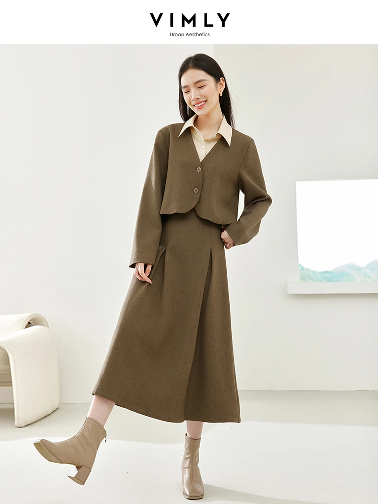 Vimly Spring Outfits Women 2024 2 Piece Sets Contrast Cropped Blazer Elastic Waist A-line Midi Skirt Suits Matching Sets 16133
Vimly Spring Outfits Women 2024 2 Piece Sets Contrast Cropped Blazer Elastic Waist A-line Midi Skirt Suits Matching Sets 16133