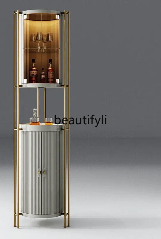 Round wine cabinet display cabinet Modern light luxury solid wood corner against the wall, glass dining room rack with lamp
Round wine cabinet display cabinet Modern light luxury solid wood corner against the wall, glass dining room rack with lamp