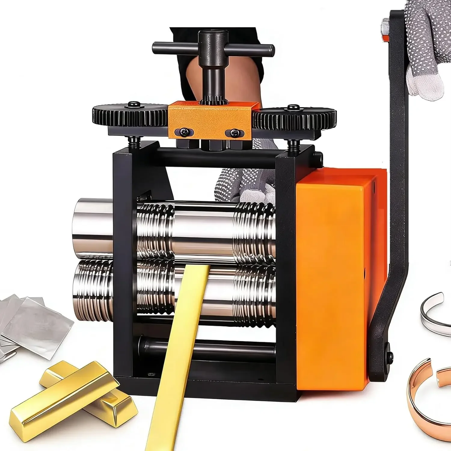 Manual Jewelry Rolling Mill, 4-in-1 Manual Roller Machine Tool, Portable Hand Crank Press for Wire Shaping and Sheet Tabletting,
Manual Jewelry Rolling Mill, 4-in-1 Manual Roller Machine Tool, Portable Hand Crank Press for Wire Shaping and Sheet Tabletting,