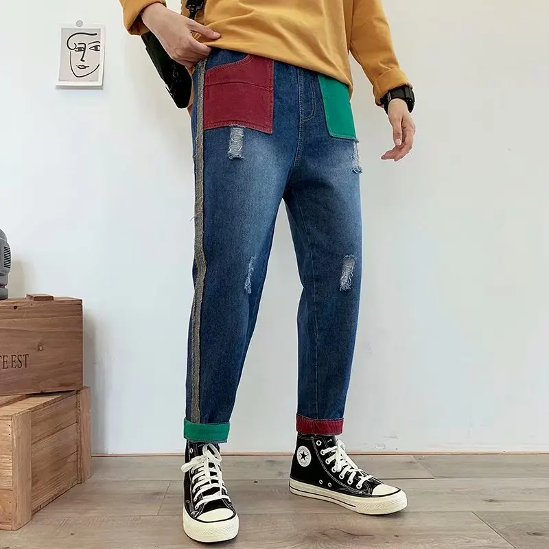 Spring Summer Color Block Cool Men's Loose Large Size Harlan Nine Point Korean Version Retro Denim Jeans Straight Leg Casual ...
Spring Summer Color Block Cool Men's Loose Large Size Harlan Nine Point Korean Version Retro Denim Jeans Straight Leg Casual ...