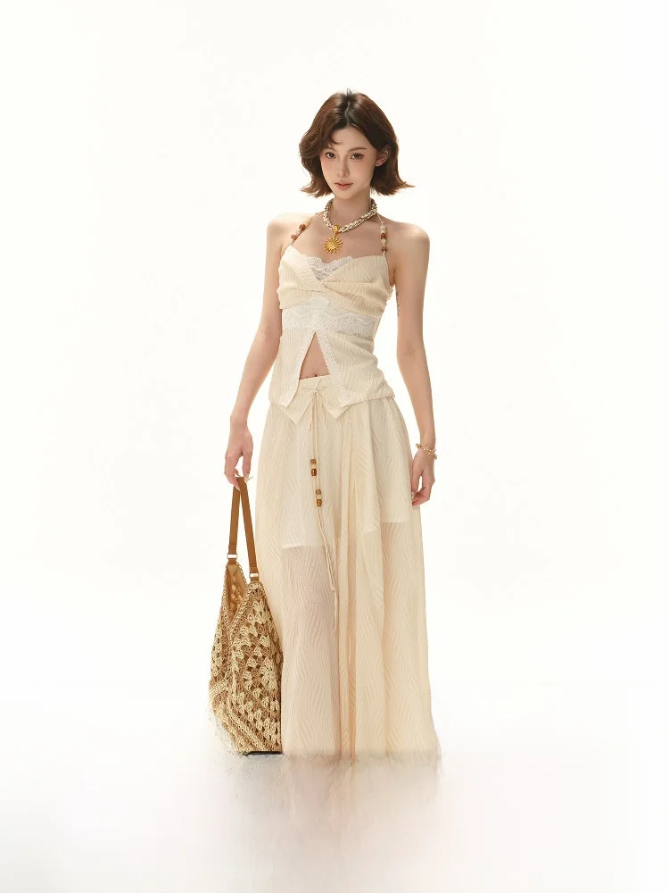 Оригинальный летний комплект CYNR: топ с бисерным ожерельем и асимметричная юбка в стиле «Spicy Girl» — модный дизайн...
Оригинальный летний комплект CYNR: топ с бисерным ожерельем и асимметричная юбка в стиле «Spicy Girl» — модный дизайн...