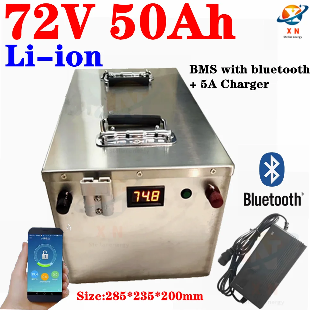 Водонепроницаемый Литий-ионный аккумулятор 72 в 50 Ач BMS 20S с функцией bluetooth для скутера, мотоцикла, электровелосипеда + зарядное устройство 10 А
Водонепроницаемый Литий-ионный аккумулятор 72 в 50 Ач BMS 20S с функцией bluetooth для скутера, мотоцикла, электровелосипеда + зарядное устройство 10 А