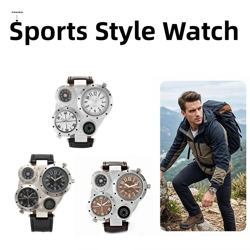 PU Leather Strap Big Face Watches Leather Strap Luminous Quartz Watch Compass Decoration Large Dial Dual Time Zone Watch Men
PU Leather Strap Big Face Watches Leather Strap Luminous Quartz Watch Compass Decoration Large Dial Dual Time Zone Watch Men