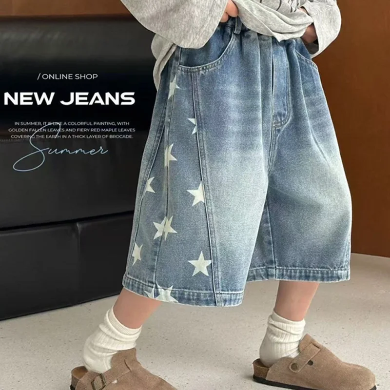 Boys Denim Shorts Trendy Casual Summer Kids Pants Children Versatile Mid-Length Shorts Boy Printed Fashion Pants 2-10 Years Old
Boys Denim Shorts Trendy Casual Summer Kids Pants Children Versatile Mid-Length Shorts Boy Printed Fashion Pants 2-10 Years Old