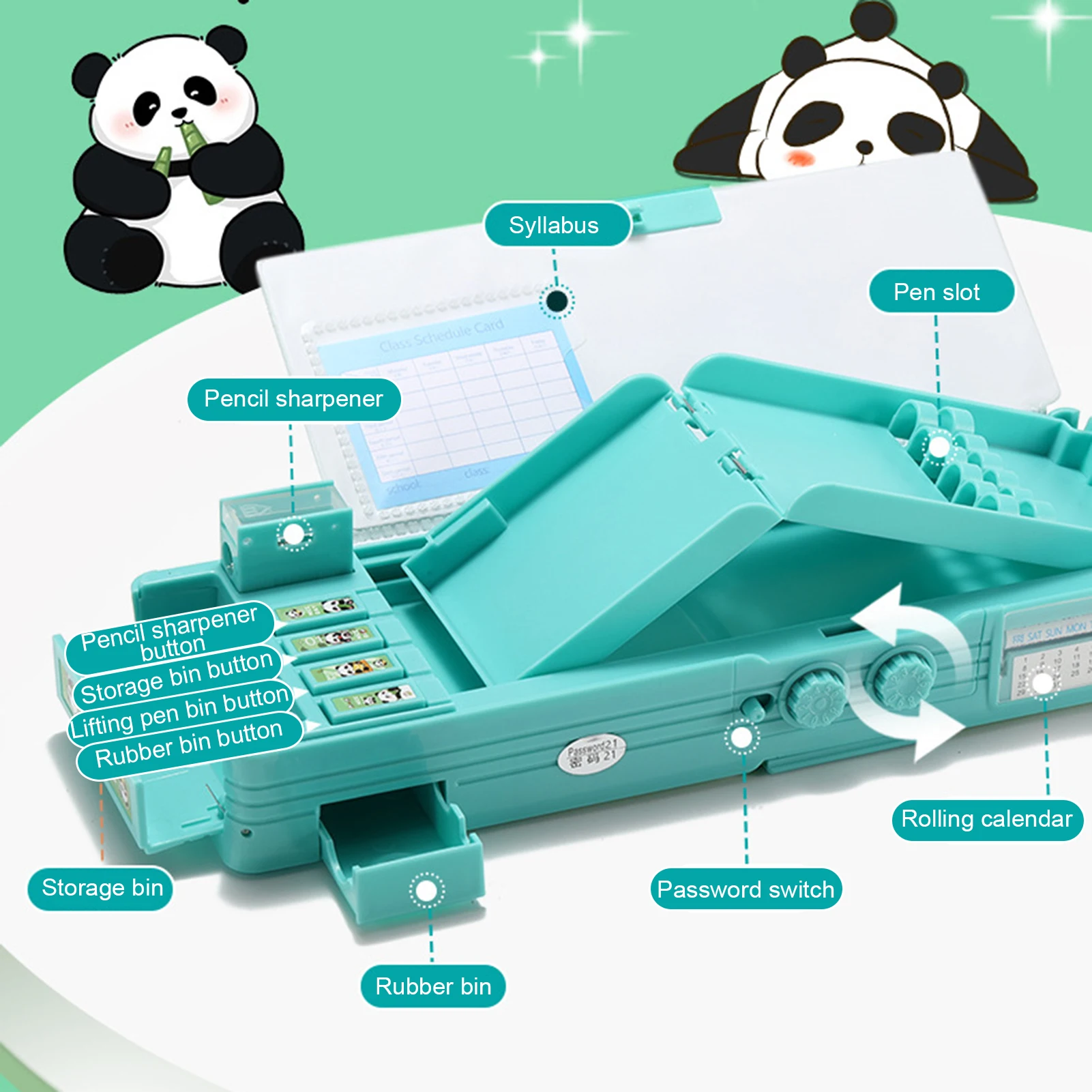 Panda Design Password Lock Pencil Case Double Side 2-Layer Anti-Theft Stationery Box with Creative Mechanism for School Students
Panda Design Password Lock Pencil Case Double Side 2-Layer Anti-Theft Stationery Box with Creative Mechanism for School Students