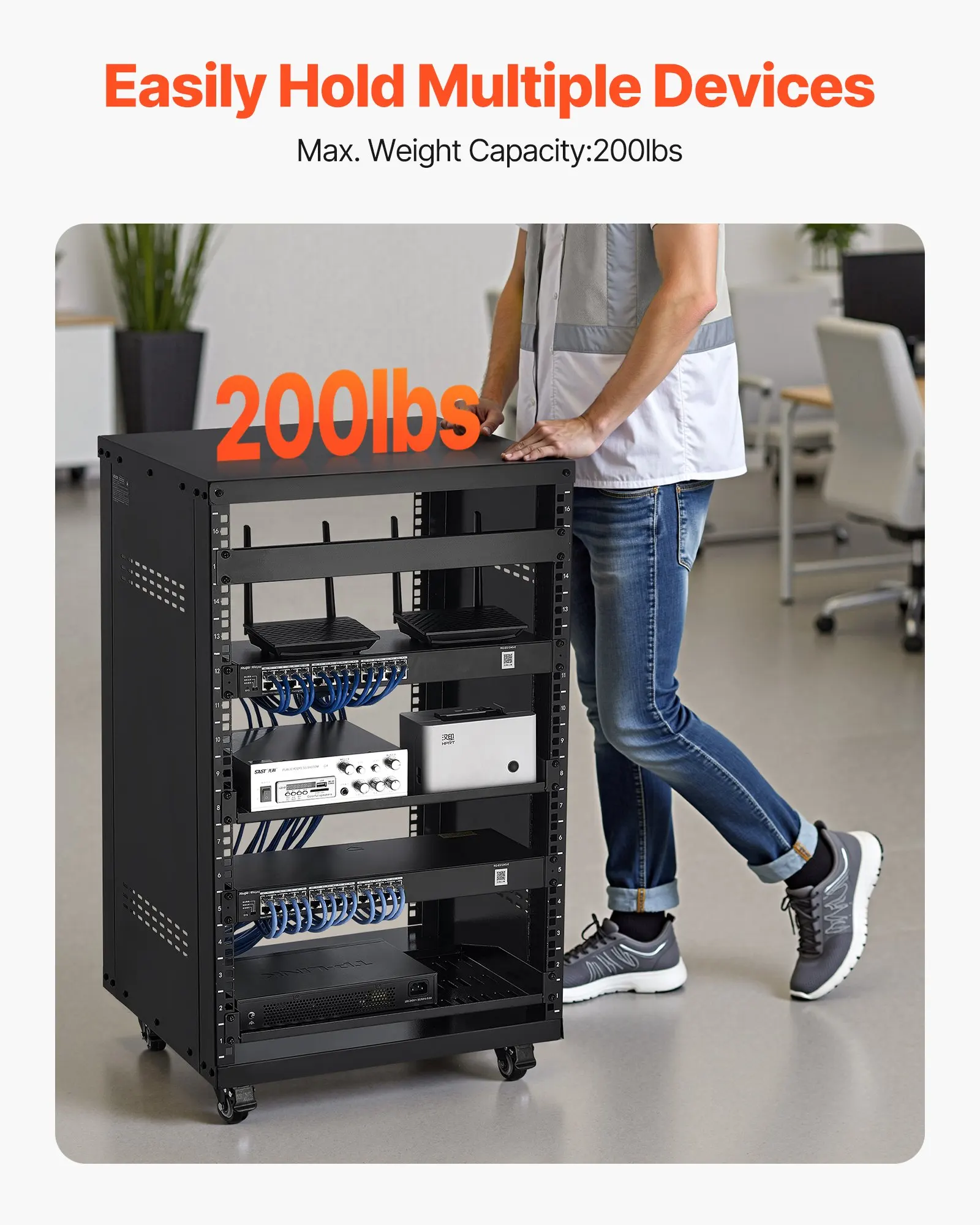 16U AV Rack, 200 Lbs Max Capacity, Home Recording Studio Rack With Lockable Caster Wheels, Open Frame Server Cabinet, Special
16U AV Rack, 200 Lbs Max Capacity, Home Recording Studio Rack With Lockable Caster Wheels, Open Frame Server Cabinet, Special