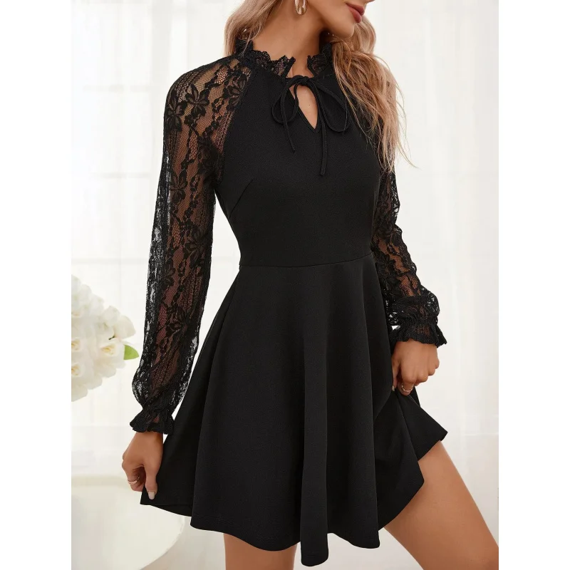 2025 Spring New Arrival Elegant Women's Solid Color French Contrast Lace Tie-Waist Long-Sleeve Fashion Dress
2025 Spring New Arrival Elegant Women's Solid Color French Contrast Lace Tie-Waist Long-Sleeve Fashion Dress