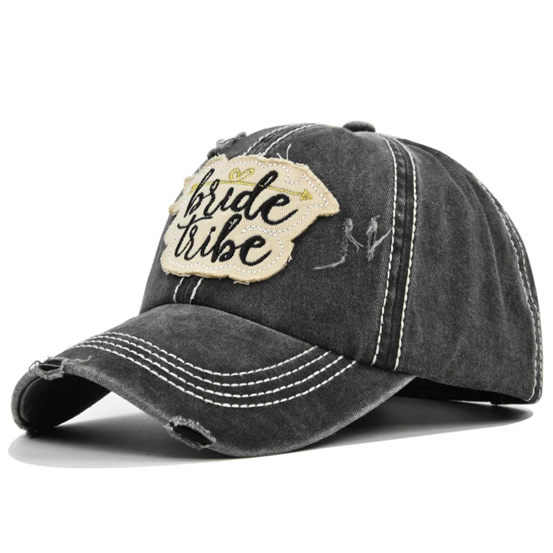 With Gold Thread Bride Tribe Embroidered Washed Baseball Cap Versatile Hat 
With Gold Thread Bride Tribe Embroidered Washed Baseball Cap Versatile Hat