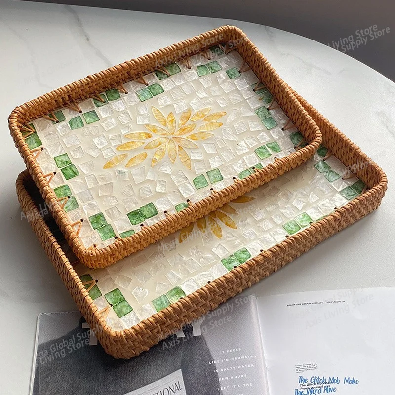 Handmade Trays Luxury Tray Living Room Modern Aesthetic Desktop Fruit Plates Household Vintage Rectangular Storage Decoration
Handmade Trays Luxury Tray Living Room Modern Aesthetic Desktop Fruit Plates Household Vintage Rectangular Storage Decoration