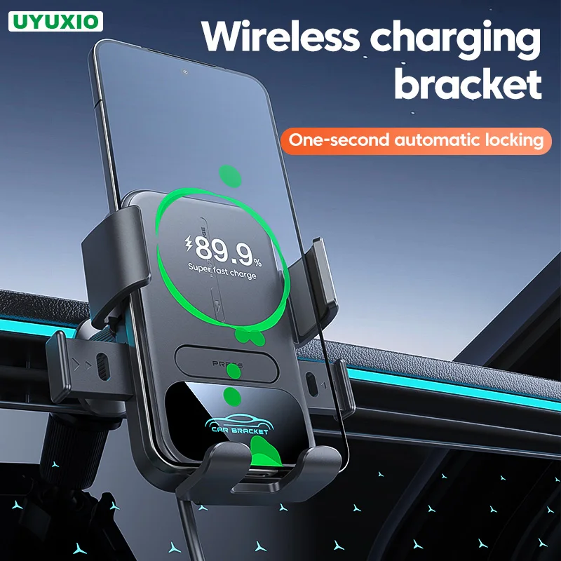 UYUXIO Wireless Car Charger Super Fast Charging Manual Clamping Air Vent Car Phone Holder for iPhone 17 16 15 14 Pro Max Samsung
UYUXIO Wireless Car Charger Super Fast Charging Manual Clamping Air Vent Car Phone Holder for iPhone 17 16 15 14 Pro Max Samsung