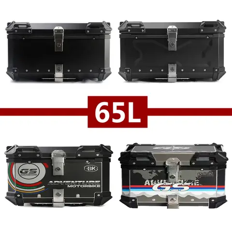 65L Motorcycle Aluminum Box Top Case Moto 65L Rear Luggage Trunk Large Capacity Motorcycle Tail Box Motorcycle Luggage Box