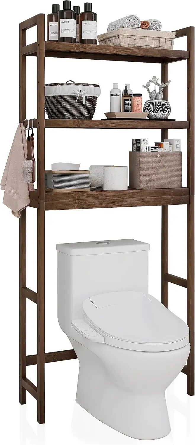 Bamboo Bathroom Storage Shelf, Over-The-Toilet Organizer Rack with 3 Adjustable Shelves for Toilet Space Saving, Walnut
Bamboo Bathroom Storage Shelf, Over-The-Toilet Organizer Rack with 3 Adjustable Shelves for Toilet Space Saving, Walnut