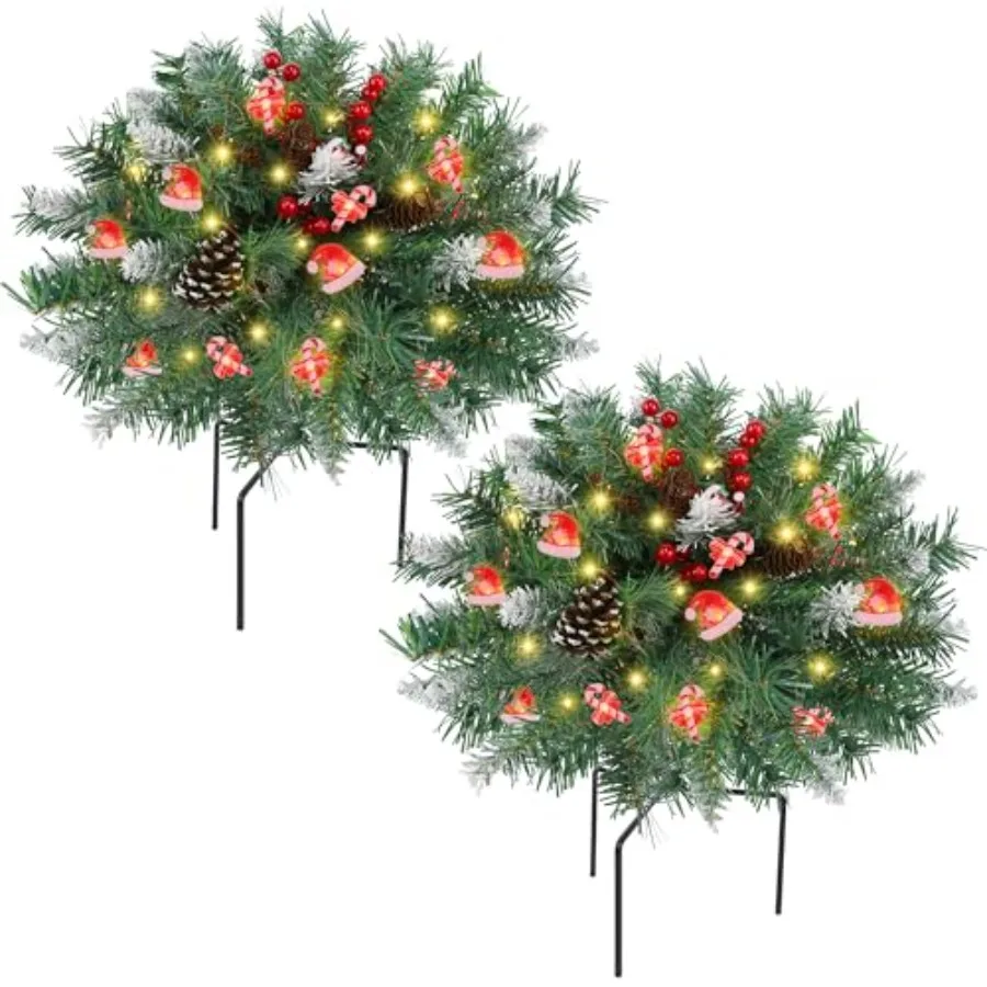 Outdoor Christmas urn filler for front porch15 inch lighted pine trees in green, weather-resistant PVC with built-in timer, 2-p
Outdoor Christmas urn filler for front porch15 inch lighted pine trees in green, weather-resistant PVC with built-in timer, 2-p