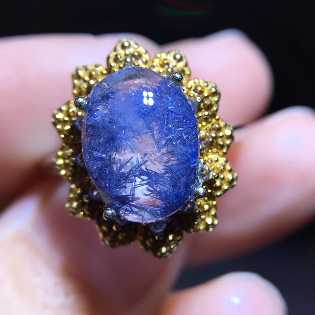 Natural Blue Rutilated Dumortierite Quartz Adjustable Ring 11.1/8.4mm Flower Woman Men Ring Jewelry AAAAAAA
Natural Blue Rutilated Dumortierite Quartz Adjustable Ring 11.1/8.4mm Flower Woman Men Ring Jewelry AAAAAAA