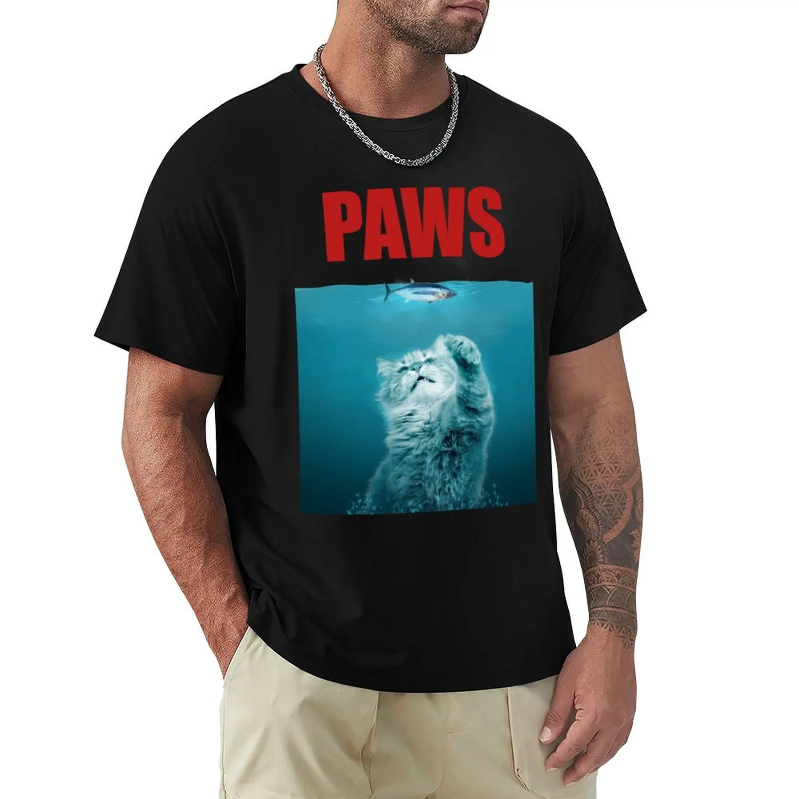 PAWS Cat and Tuna Parody - On White T-Shirt blacks funny shirt cotton clothes mens graphic t-shirts
PAWS Cat and Tuna Parody - On White T-Shirt blacks funny shirt cotton clothes mens graphic t-shirts