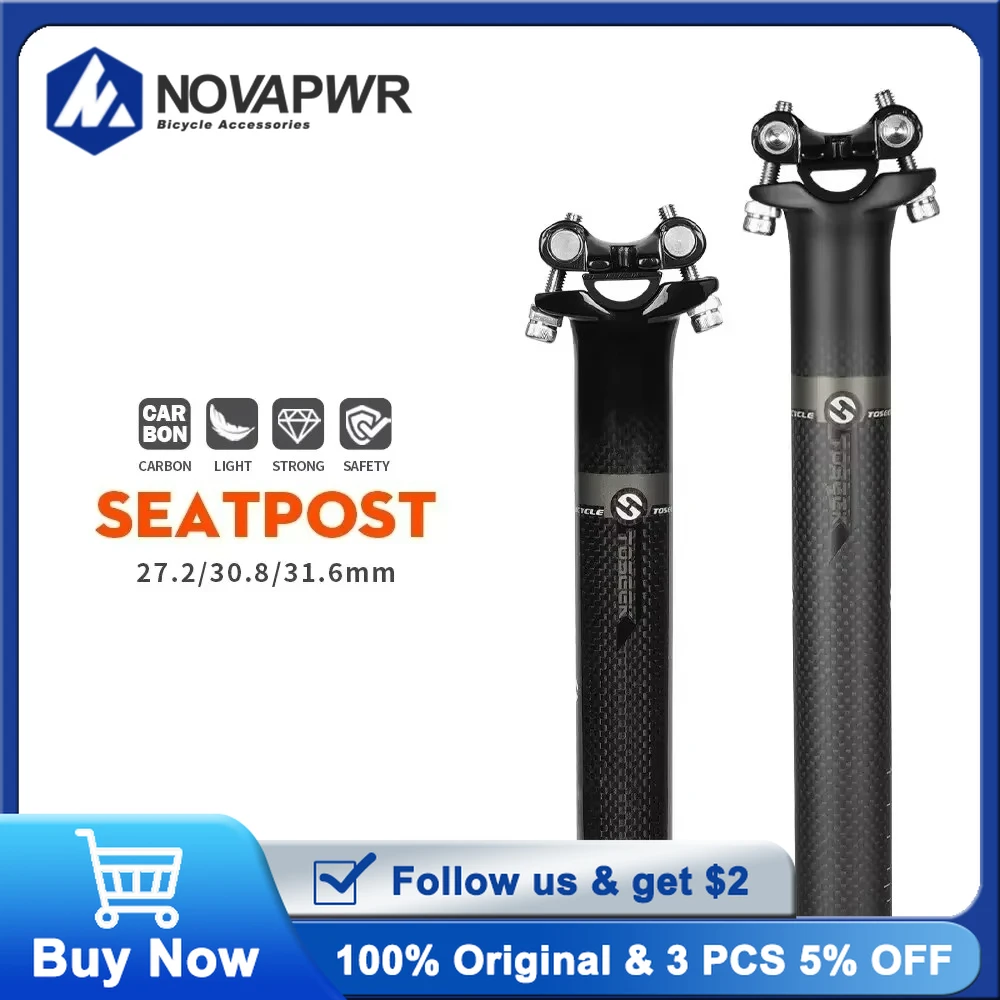 TOSEEK Carbon Seatpost 27.2/31.6mm 350/400mm Offset 0mm Lightweight MTB Road Bike Seatpost for Cycling Accessories
TOSEEK Carbon Seatpost 27.2/31.6mm 350/400mm Offset 0mm Lightweight MTB Road Bike Seatpost for Cycling Accessories