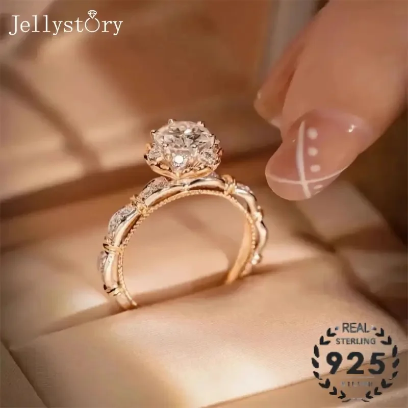 JellyStory Princess Garden Two Tone Ring Birthday Promise Jewelry S925 Silver Moissanite Luxury High End Wedding Gift for Her
JellyStory Princess Garden Two Tone Ring Birthday Promise Jewelry S925 Silver Moissanite Luxury High End Wedding Gift for Her