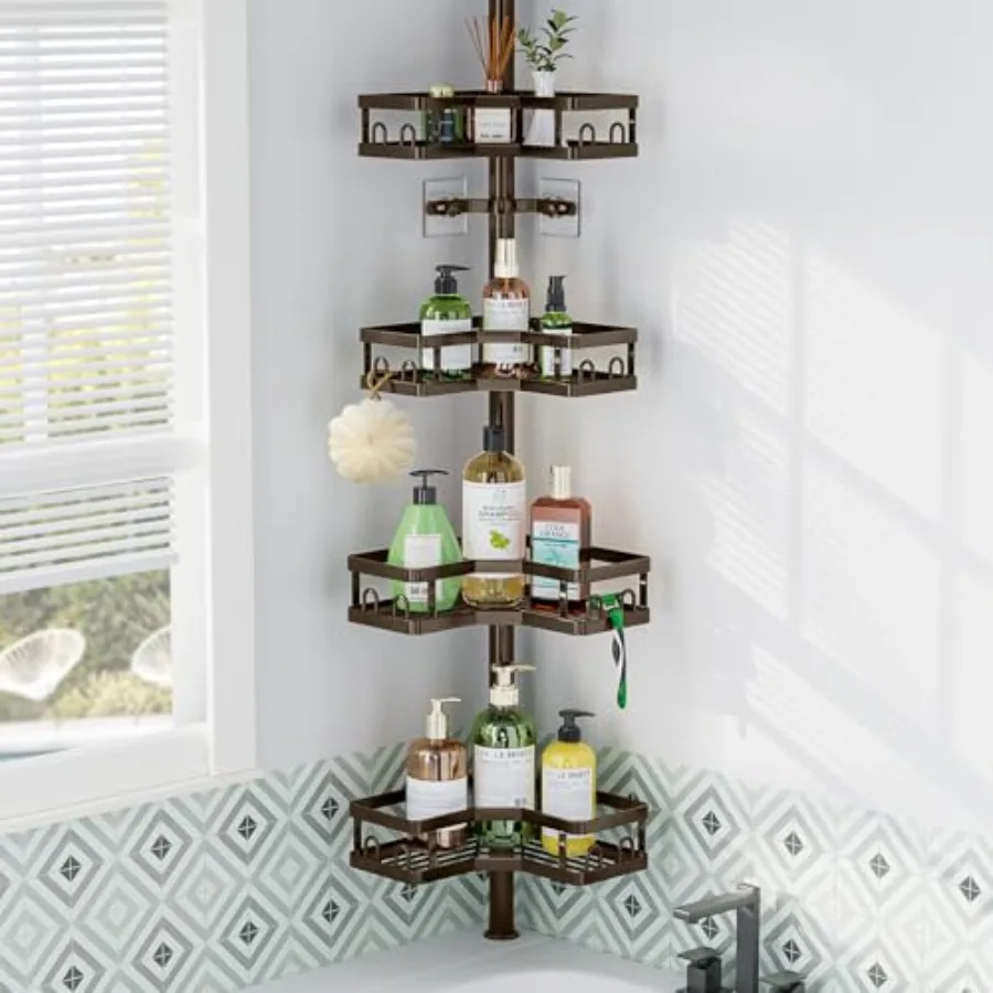 Corner Shower Caddy Tension Pole, 4 Tier Adjustable Shower Organizer Corner 62-115 Inch, Rustproof Bathroom Shower Shelves for
Corner Shower Caddy Tension Pole, 4 Tier Adjustable Shower Organizer Corner 62-115 Inch, Rustproof Bathroom Shower Shelves for
