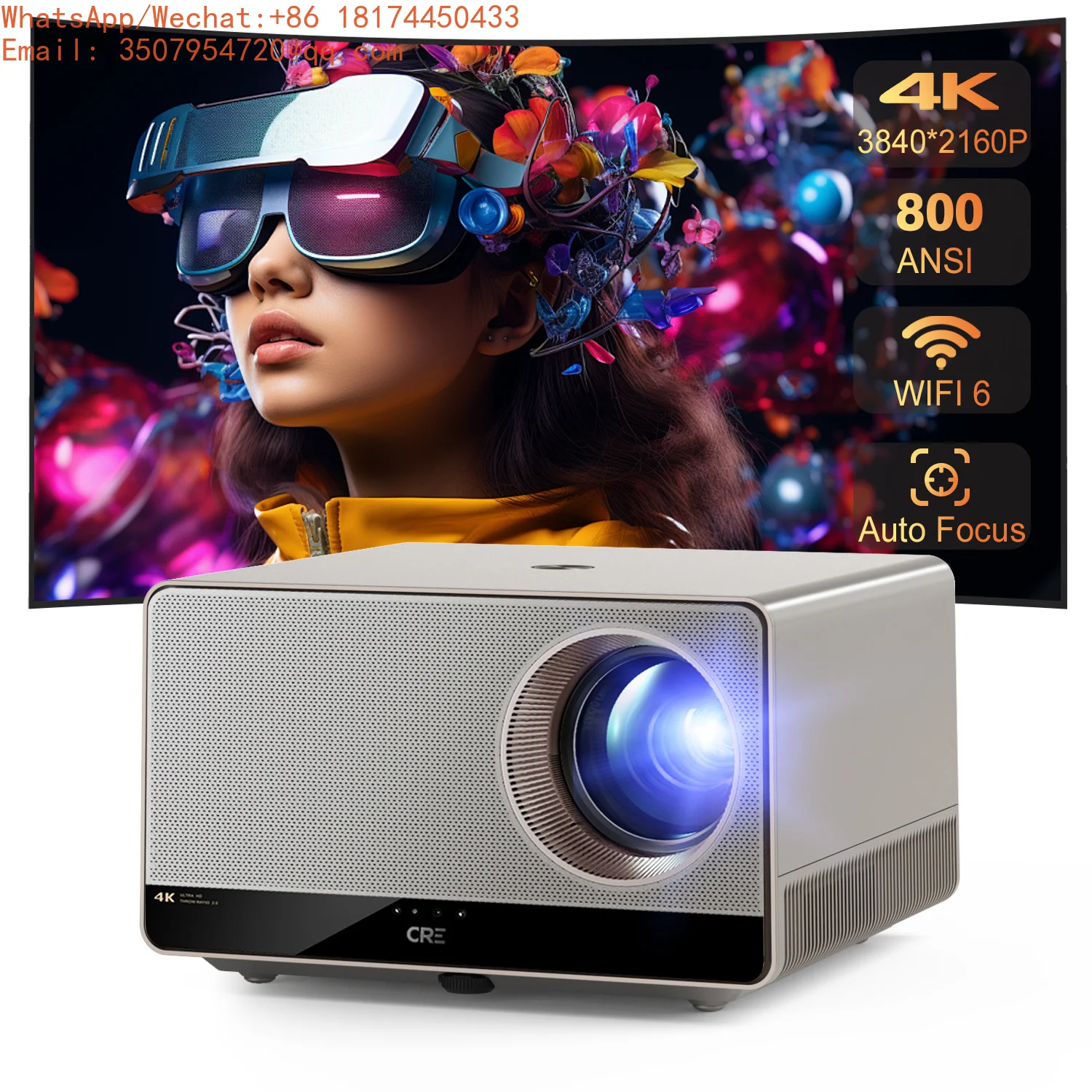 CRE U1 LED 4K 3D Smart Wifi 2160P Android Full HD Home Cinema Theater Video Projector For Business Office School Classroom
CRE U1 LED 4K 3D Smart Wifi 2160P Android Full HD Home Cinema Theater Video Projector For Business Office School Classroom