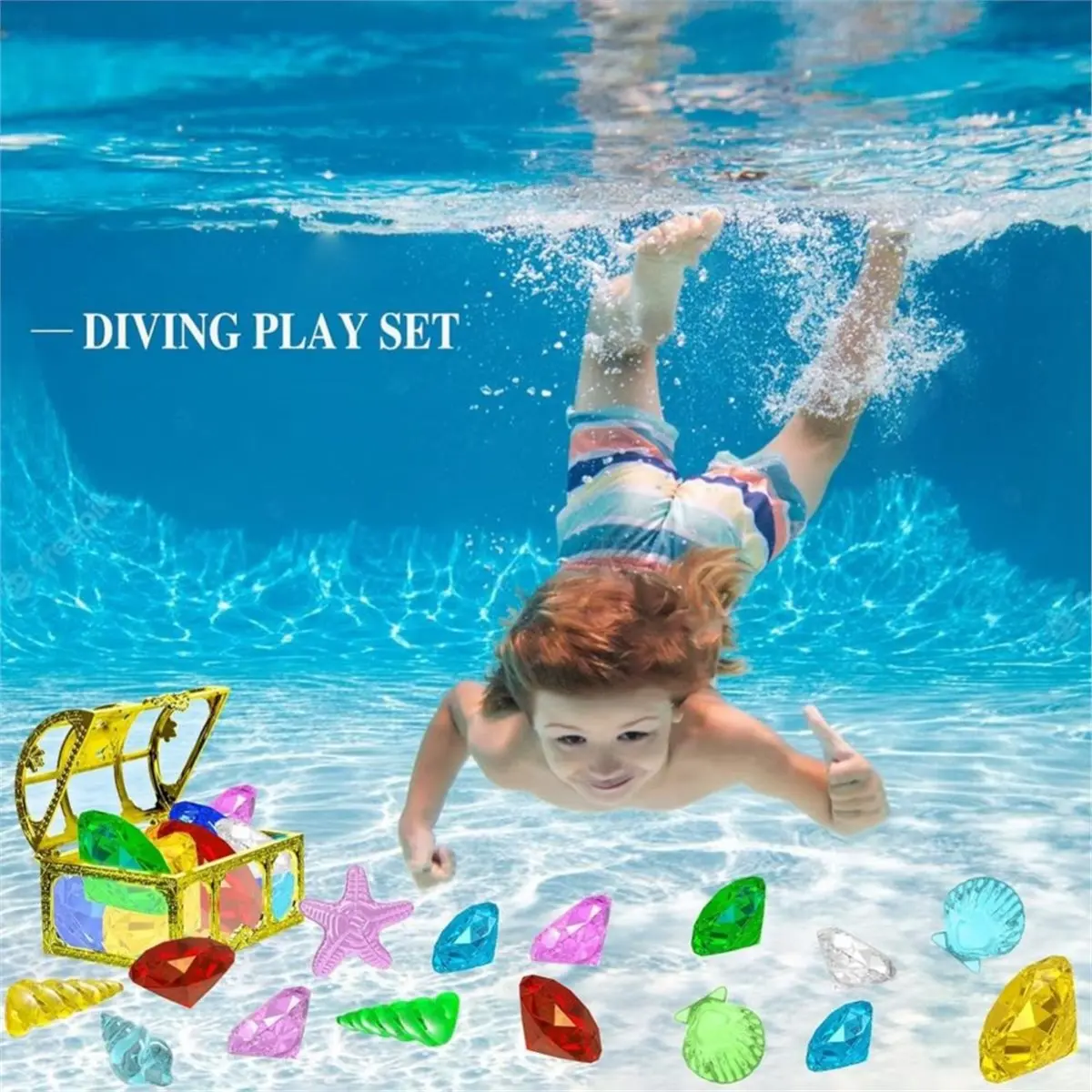 618 Mega Sale 24pcs Diving Gem Pool Toys Colorful Gemstone Set with Pirate Treasure Chest Underwater Swimming Pool Games Toys
618 Mega Sale 24pcs Diving Gem Pool Toys Colorful Gemstone Set with Pirate Treasure Chest Underwater Swimming Pool Games Toys