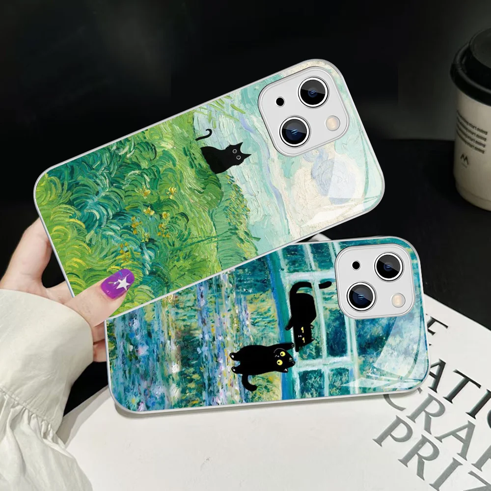 Cartoon Animal Black Cat Oil Painting Phone Case For iPhone 14 13 12 Mini 11 Pro XS Max X XR 14 Plus Tempered Glass Cover
Cartoon Animal Black Cat Oil Painting Phone Case For iPhone 14 13 12 Mini 11 Pro XS Max X XR 14 Plus Tempered Glass Cover