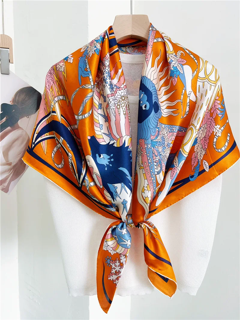 Summer Silk Scarf Luxury Brands Herms Rolled Bandanas 110CM Oversized Square Shawls Hair Neck Belt Scarves Soft Hijab
Summer Silk Scarf Luxury Brands Herms Rolled Bandanas 110CM Oversized Square Shawls Hair Neck Belt Scarves Soft Hijab